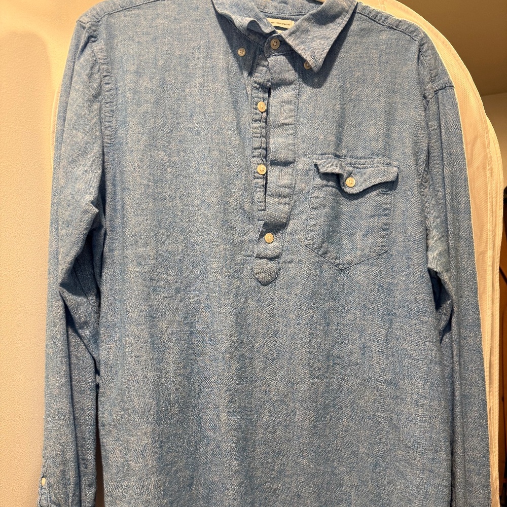Old Navy Large Tall Blue Pullover Shirt Long Sleeve